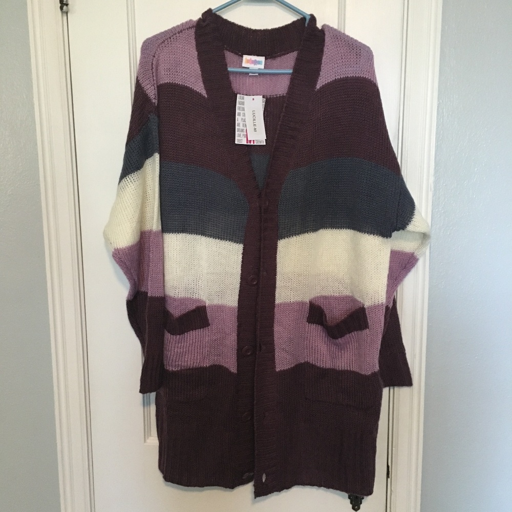 LuLaRoe- Lucille Button-up Sweater- Oversized M